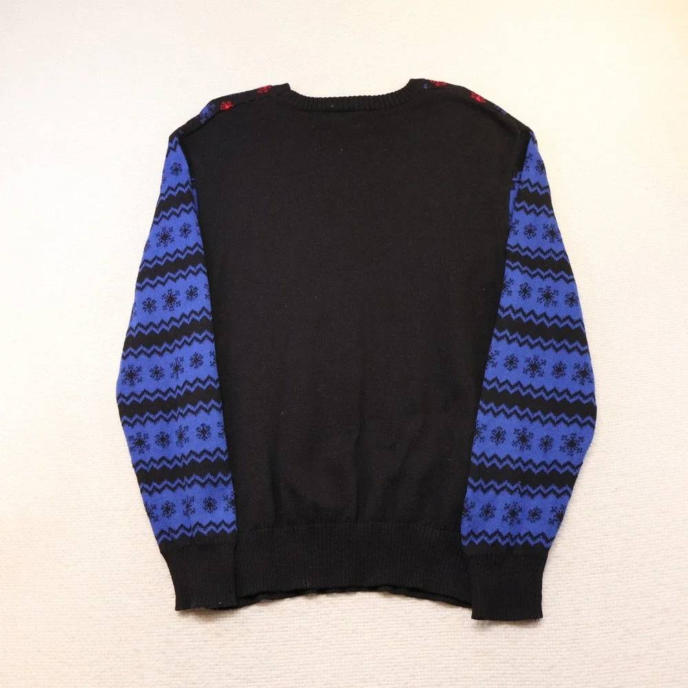 Stranger Things Mens XL Sweater Black Blue Red Demogorgon Cast Holiday Knit